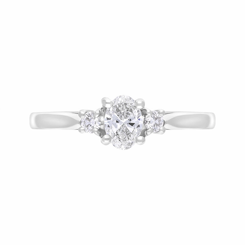 Platinum 0.37ct Diamond GIA Certified Oval Cut Three Stone Ring