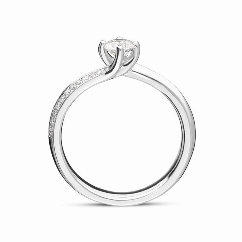 Platinum 0.39ct Diamond Solitaire Twist Shank Ring
