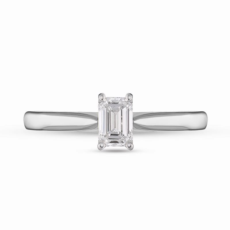 Platinum 0.40ct Diamond Emerald Cut Solitaire Ring