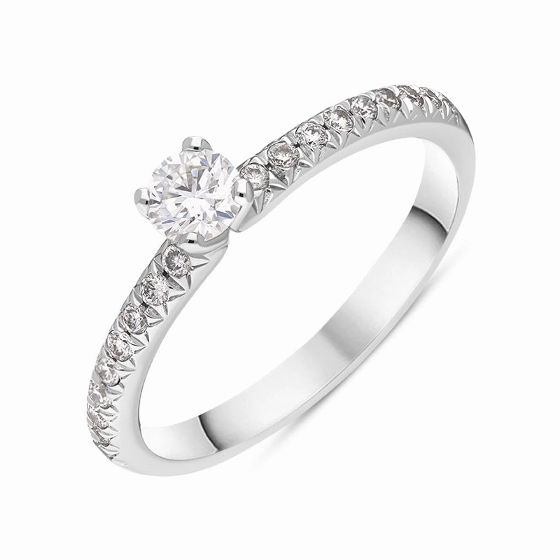 Platinum 0.42ct Diamond Shoulder Solitaire Ring