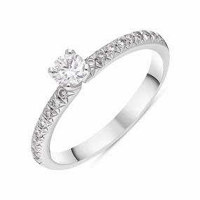Platinum 0.42ct Diamond Shoulder Solitaire Ring