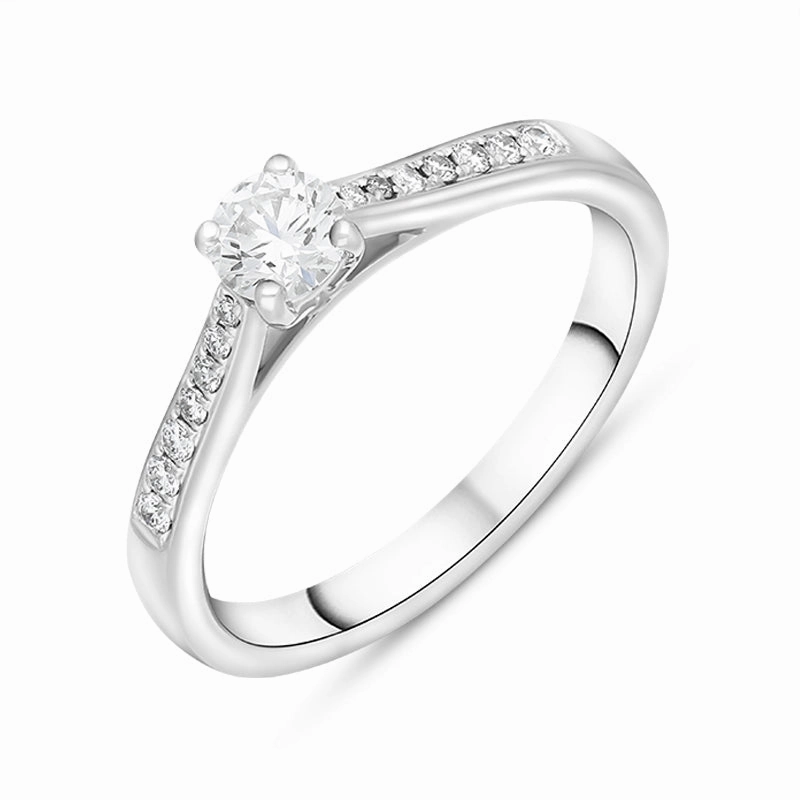 Platinum 0.43ct Diamond Solitaire Side Stone Ring
