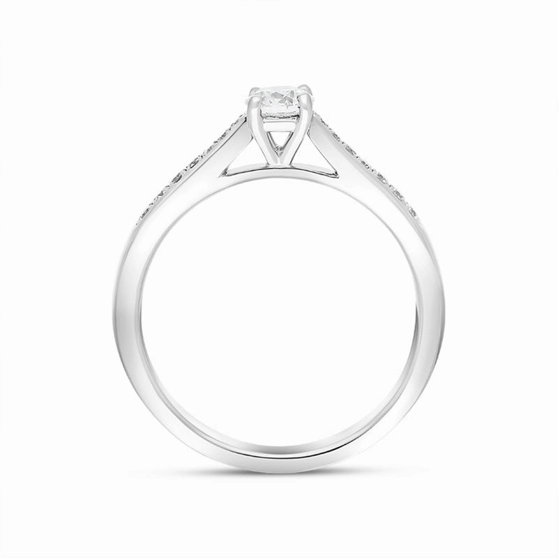 Platinum 0.43ct Diamond Solitaire Side Stone Ring