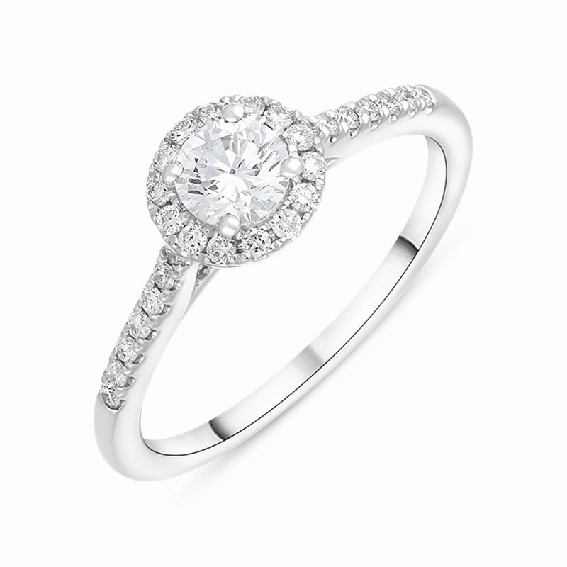 Platinum 0.59ct Diamond Shoulder Set Round Cluster Ring