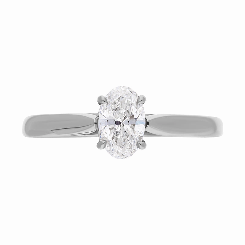 Platinum 0.60ct Diamond Oval Cut Solitaire Ring