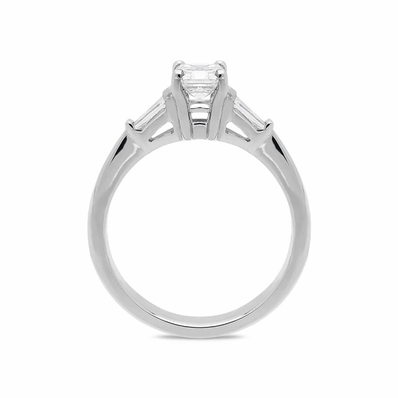 Platinum 0.60ct Emerald Cut Diamond Three Stone Ring
