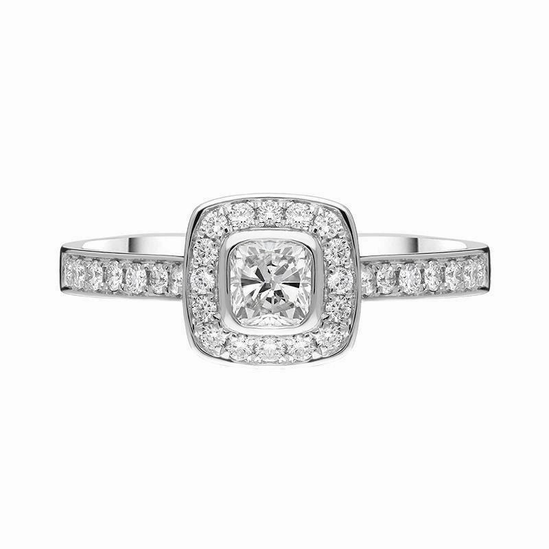 Platinum 0.63ct Diamond Cushion Set Ring