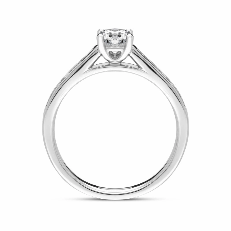 Platinum 0.66ct Diamond Brilliant Cut Solitaire Shoulder Set Ring