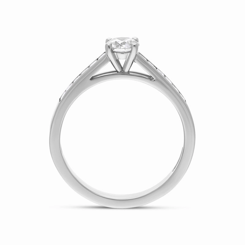 Platinum 0.66ct Diamond Channel Set Shoulder Solitaire Ring