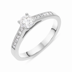 Platinum 0.66ct Diamond Channel Set Shoulder Solitaire Ring