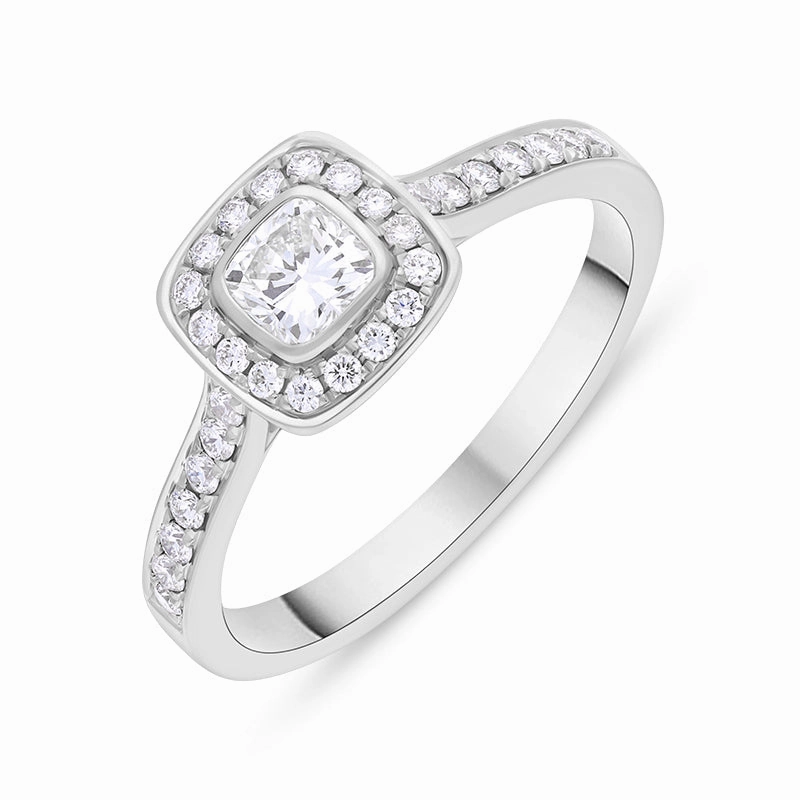 Platinum 0.67ct Diamond GIA Certified Shoulder Set Cluster Ring
