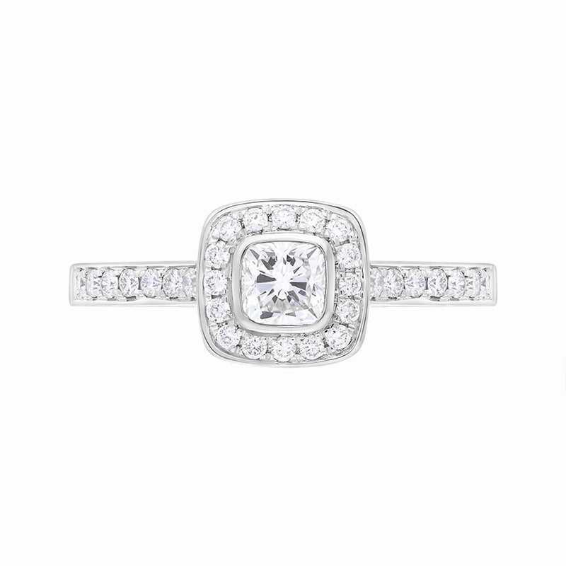 Platinum 0.67ct Diamond GIA Certified Shoulder Set Cluster Ring