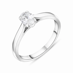 Platinum 0.70ct Diamond Oval Cut Solitaire Ring