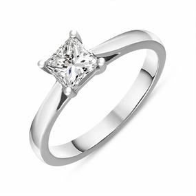 Platinum 0.70ct Diamond Princess Cut Solitaire Ring
