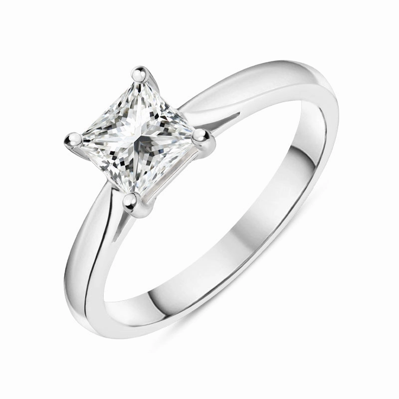 Platinum 0.80ct Diamond Princess Cut Solitaire Ring