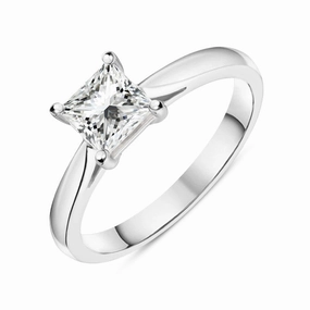 Platinum 0.80ct Diamond Princess Cut Solitaire Ring