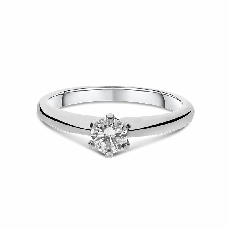 Platinum 1.00ct Diamond Round Brilliant Cut Six Claw Solitaire Ring