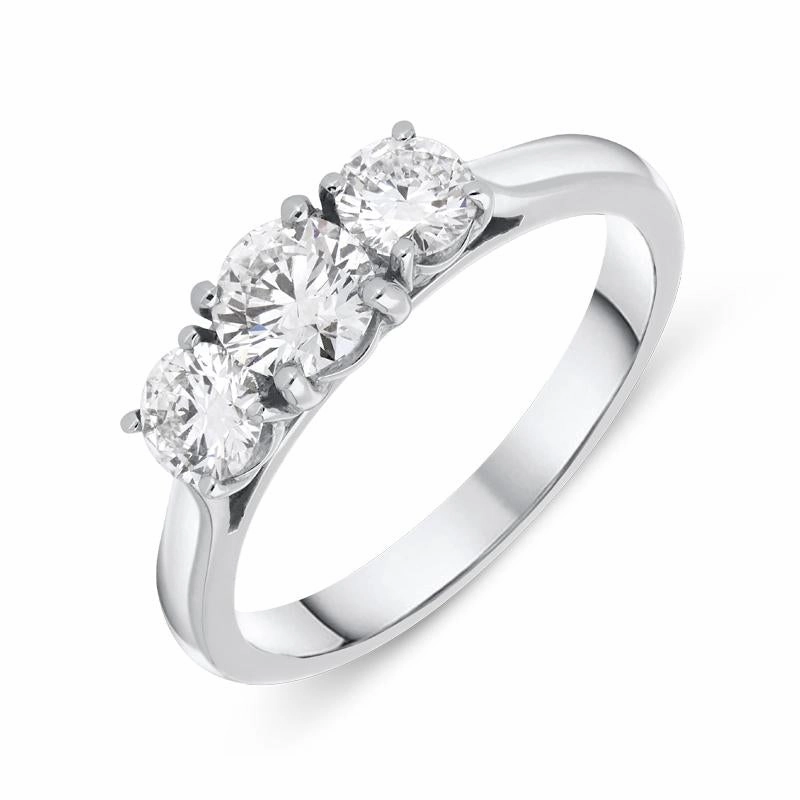Platinum 1.01ct Diamond Brilliant Cut Trilogy Ring