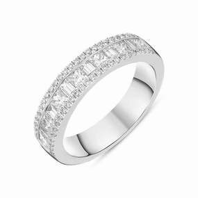Platinum 1.08ct Diamond Triple Row Wedding Half Eternity Ring