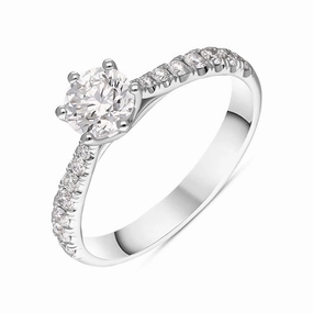Platinum Diamond Certified Solitaire Shoulder Set Ring