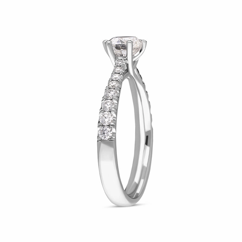 Platinum Diamond Certified Solitaire Shoulder Set Ring