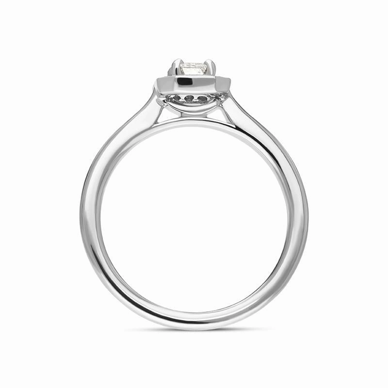 Platinum Diamond Emerald Cut Pave Cluster Ring