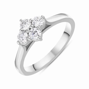 Platinum Diamond Four Stone Cluster Ring