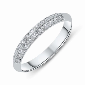 Platinum Diamond Grain Set Wedding Half Eternity Ring