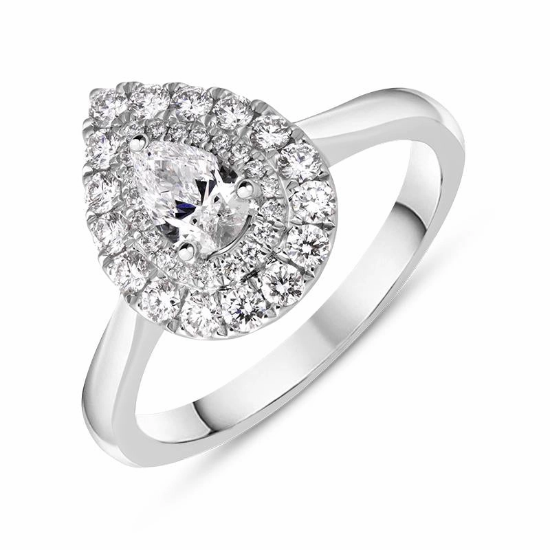 Platinum Diamond Pear Cut Cluster Shoulder Set Ring