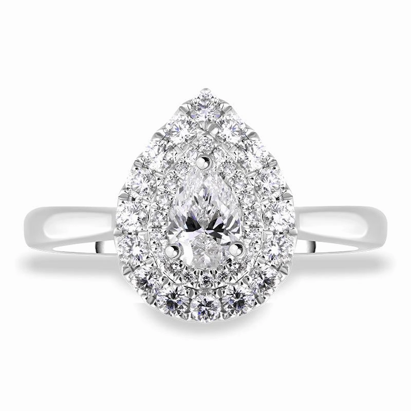 Platinum Diamond Pear Cut Cluster Shoulder Set Ring