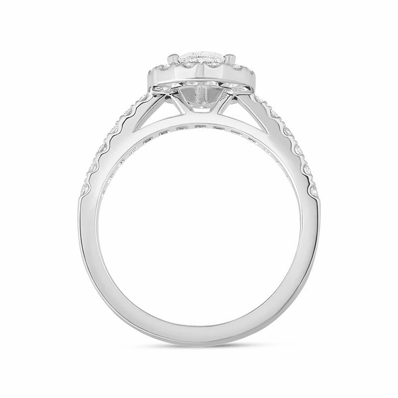 Platinum Diamond Pear Cut Cluster Shoulder Set Ring