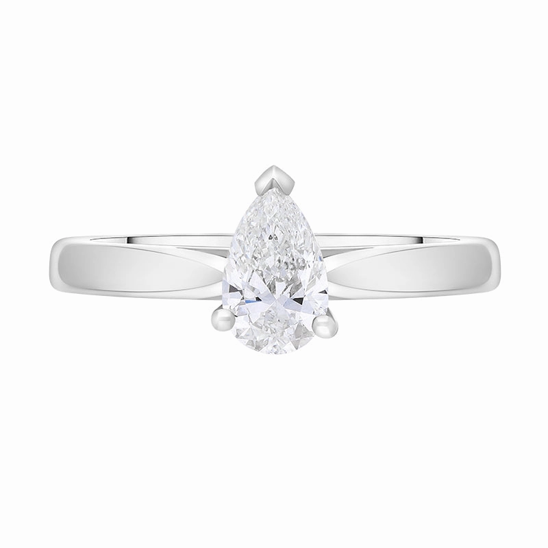 Platinum Diamond Pear Cut Solitaire Ring D