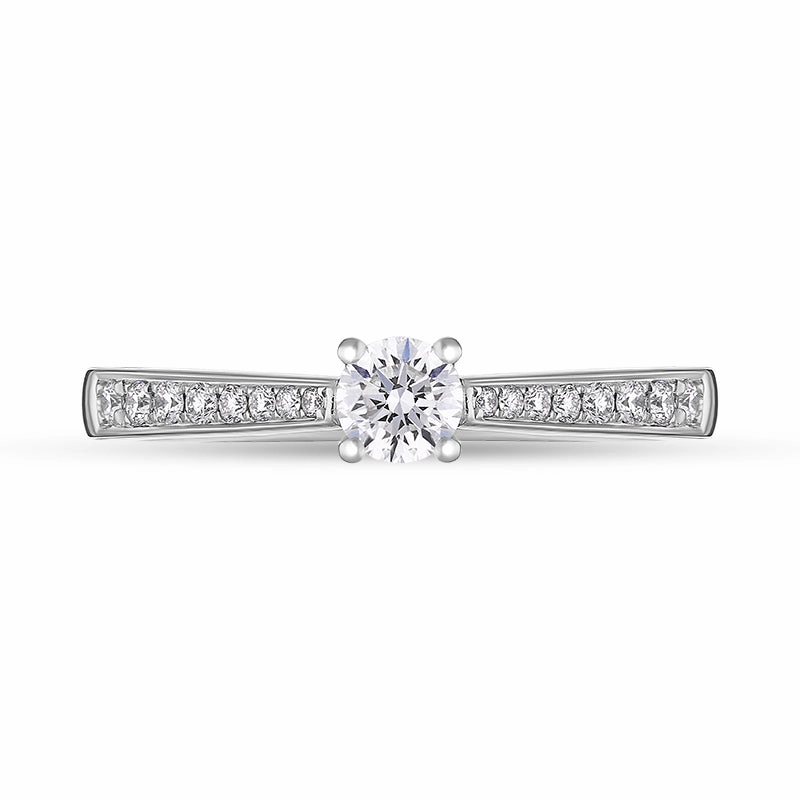 Platinum Diamond Shoulder Set Solitaire Ring