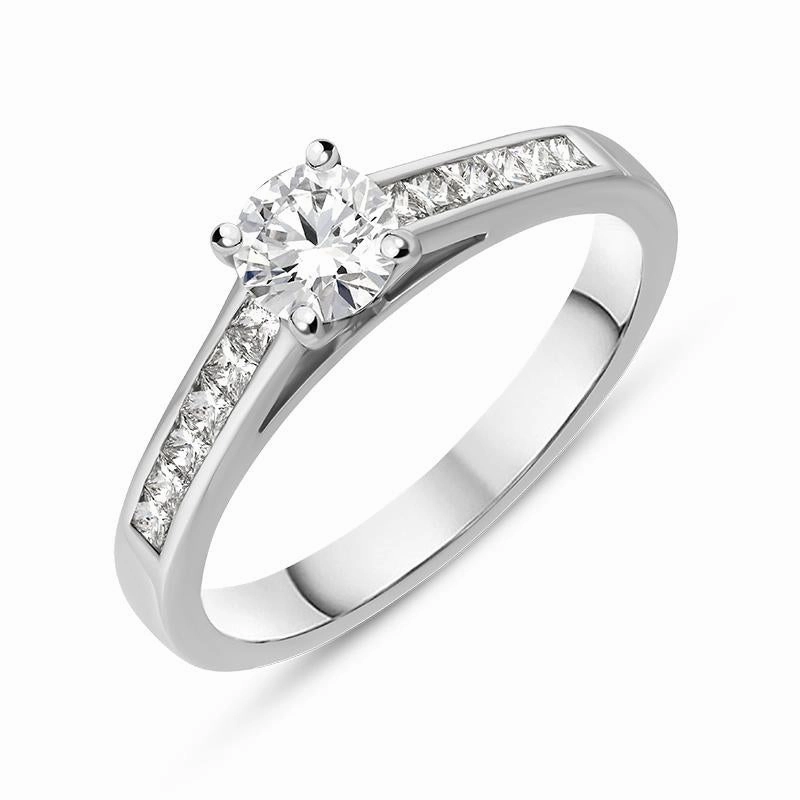 Platinum Diamond Shoulder Solitaire Ring