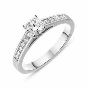 Platinum Diamond Shoulder Solitaire Ring