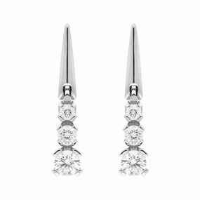 Platinum Three Stone Graduated Diamond Drop Earrings