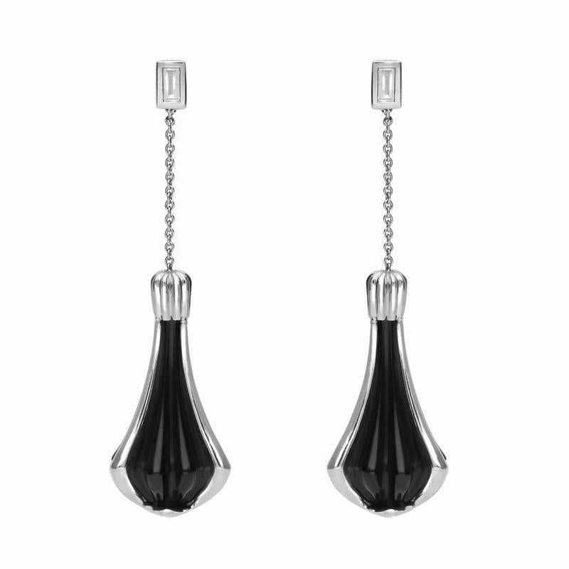 Platinum Whitby Jet 0.22ct Diamond Cabaret Drop Earrings