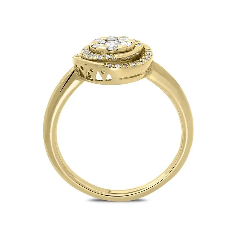 Ponte Vecchio 18ct Yellow Gold 0.33ct Diamond Abstract Cluster Ring