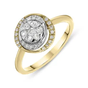 Ponte Vecchio 18ct Yellow Gold 0.33ct Diamond Abstract Cluster Ring