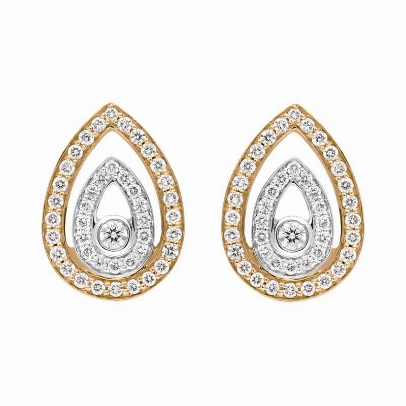 Ponte Vecchio 18ct Rose Gold 0.55ct Diamond Pear Earrings D