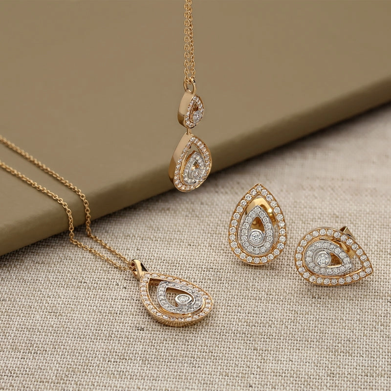 Ponte Vecchio 18ct Rose Gold 0.55ct Diamond Pear Earrings D