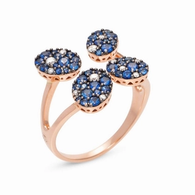 Ponte Vecchio 18ct Rose Gold 0.84ct Sapphire Diamond Crossover Ring