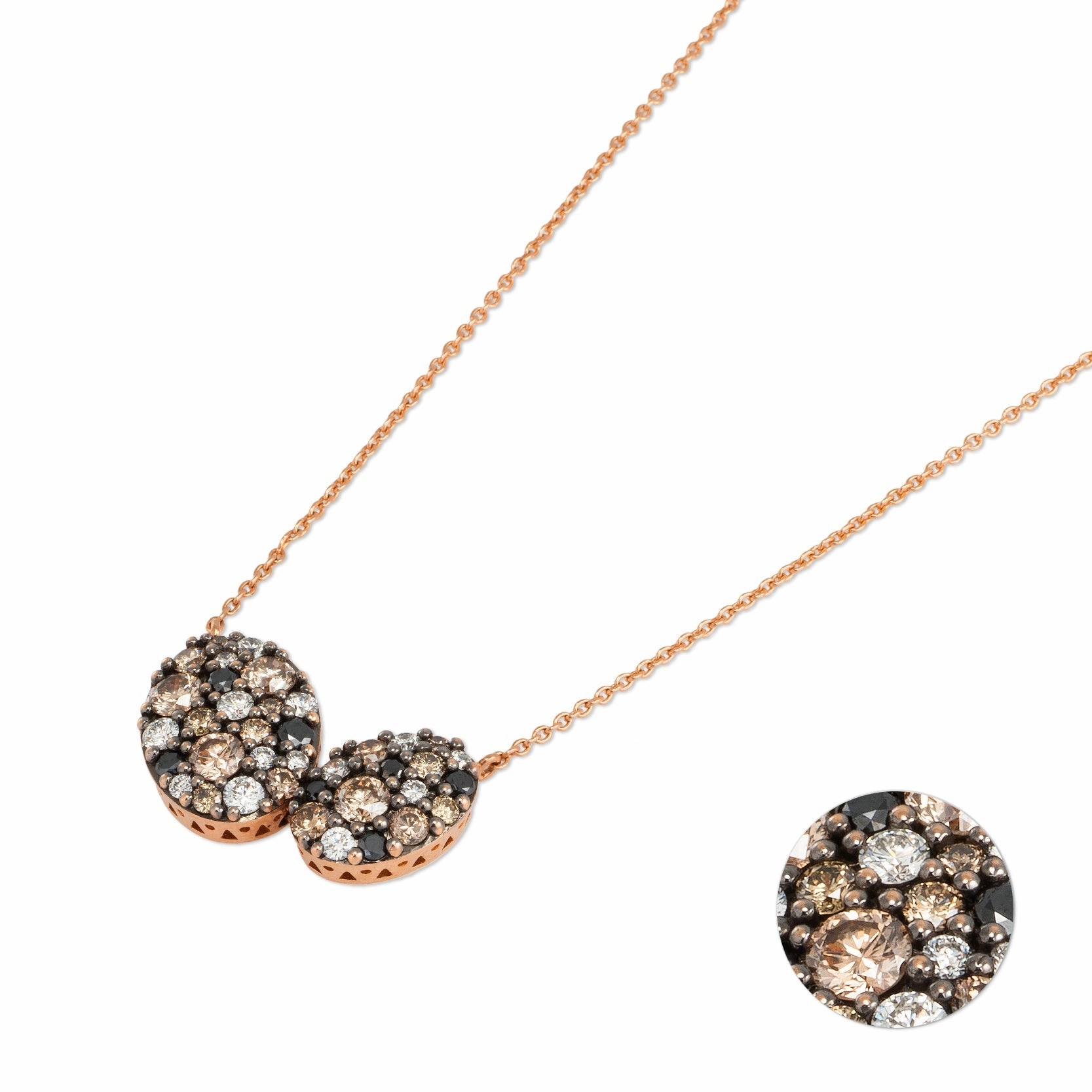 Ponte Vecchio 18ct Rose Gold 1.27ct Coloured Diamond Pave Necklace