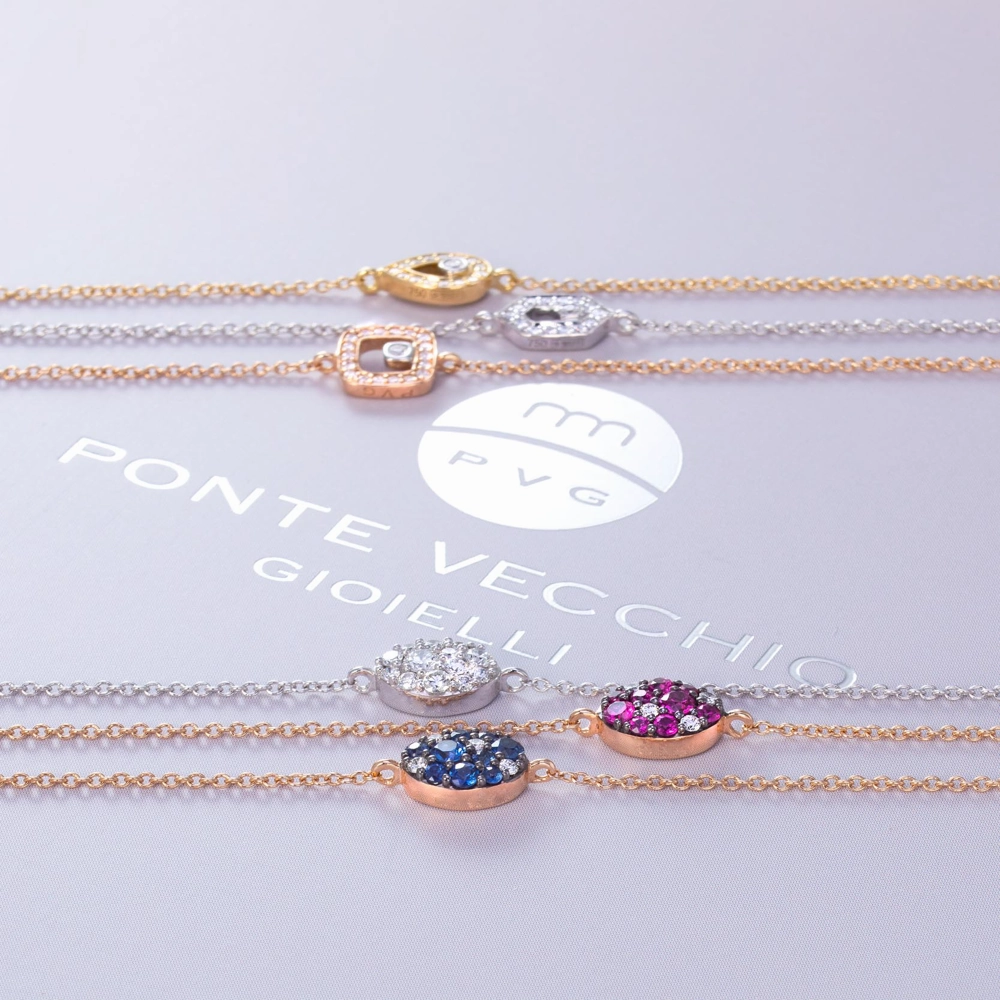 Ponte Vecchio 18ct Rose Gold Sapphire Diamond Chain Bracelet