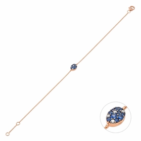 Ponte Vecchio 18ct Rose Gold Sapphire Diamond Chain Bracelet