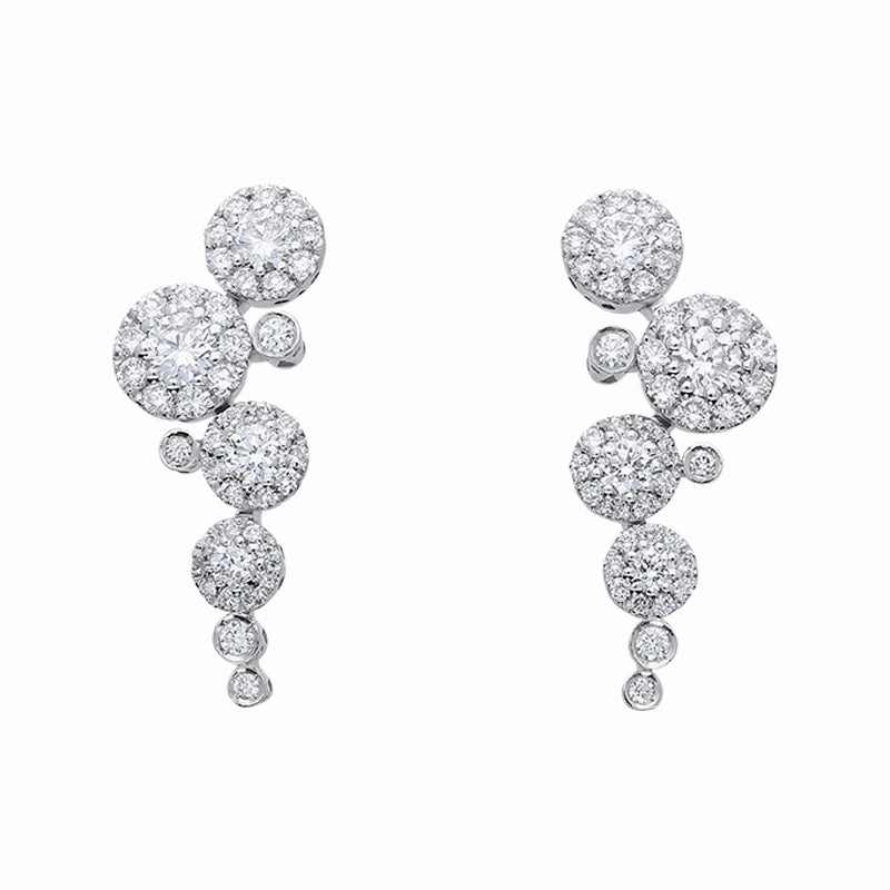 Ponte Vecchio 18ct White Gold 1.37ct Diamond Drop Earrings D