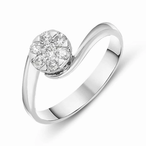 Ponte Vecchio 18ct White Gold Seven Stone 0.33ct Diamond Cluster Ring