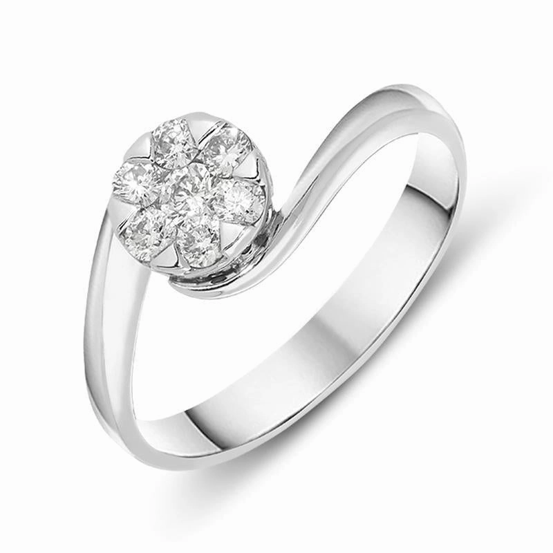 Ponte Vecchio 18ct White Gold Seven Stone 0.33ct Diamond Cluster Ring