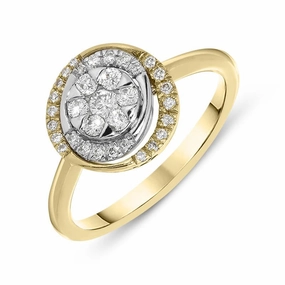 Ponte Vecchio 18ct Yellow Gold 0.33ct Diamond Abstract Cluster Ring