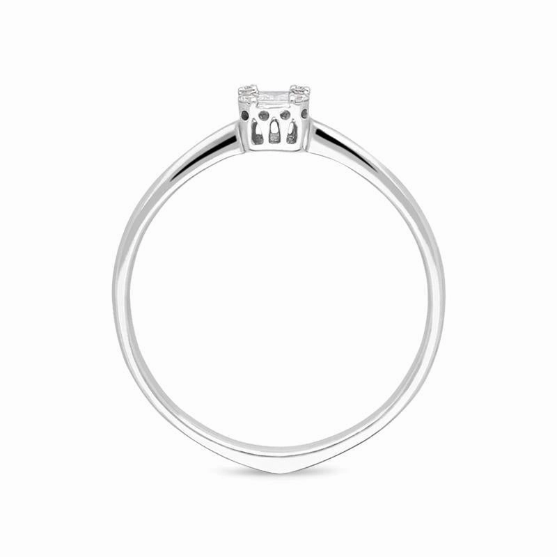 Ponte Vecchio Benvenuto 18ct White Gold 0.17ct Diamond Baguette Cluster Ring